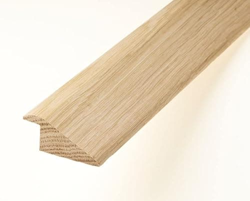 Image of Universal Moudlings Solid Oak 15mm Ramp Reducer Profile Threshold Door Strip Trim Bar 90cm Raw & Unfinished For Flooring
