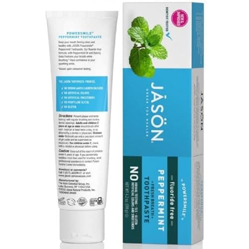Image of Jason Powersmile Whitening Fluoride-Free Toothpaste, Powerful Peppermint, 6 Oz