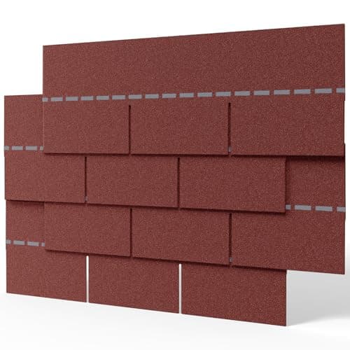 Image of INMOZATA 18pcs Asphalt Roof Shingles, 2.61sqm Self-Adhesive Sheds Roofing Felt Shingles Tiles for Roof of Sheds, Weather Resistant Heavy-Duty Roofing Tiles(Square 3 Tab Shingles, Red)