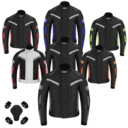 Image of Lima BikerWear Men’s Motorcycle Jacket 4 Season Cordura Textile Biker Jacket Waterproof Windproof with CE Armor, Air Vents & Removable Thermal Liner (UK, Alpha, L, Regular, Regular, Black)