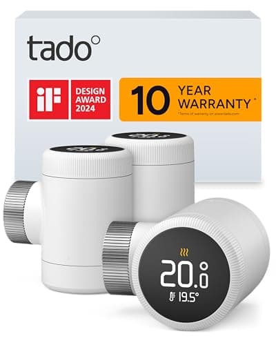 Image of tado° Smart Radiator Thermostat X – Trio Pack, Heating Control via App and Smart Speaker (Alexa, Siri, Google Assistant), Save Heating Costs, DIY Installation