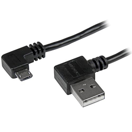 Image of StarTech.com 1m 3 ft Micro-USB Cable with Right-Angled Connectors - M/M - USB A to Micro B Cable - 3ft Right Angle Micro USB Cable (USB2AUB2RA1M), Black