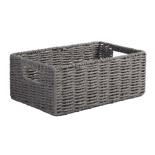 Image of Wickerfield Handwoven Paper Rope Storage Basket for Home Office Storage Organization and Hamper Making (Grey, Large)