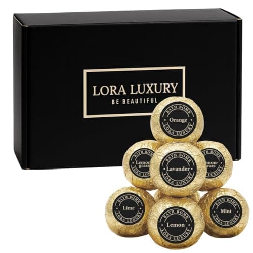 Image of Lora Luxury Bath Bombs -Cocoa Butter and Shea Butter-Esential Oil-Natural Ingredient, 12 Count (Pack of 1)