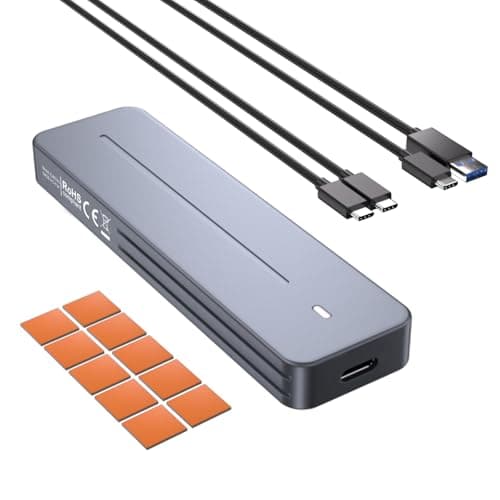 Image of VCOM M.2 NVMe & SATA Enclosure, 10Gbps SSD Enclosure with USB 3.1 Gen 2, Aluminum NVMe PCIe to USB Adapter with Cooling Pad, Supports UASP & TRIM, M&B Key/M Key in 2230/2242 /2260/2280 SSDs