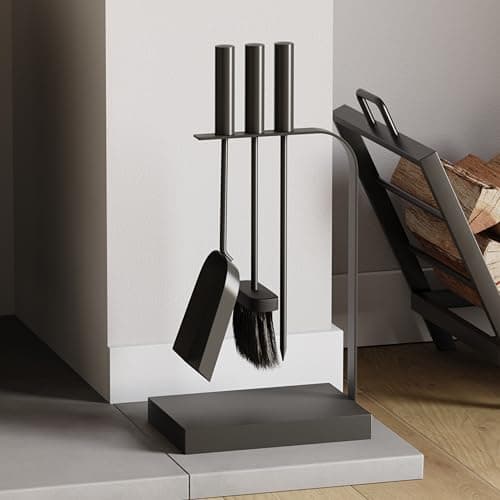 Image of Fire Vida 4 Piece Aston Fire Companion Set, Black Fireside Fireplace