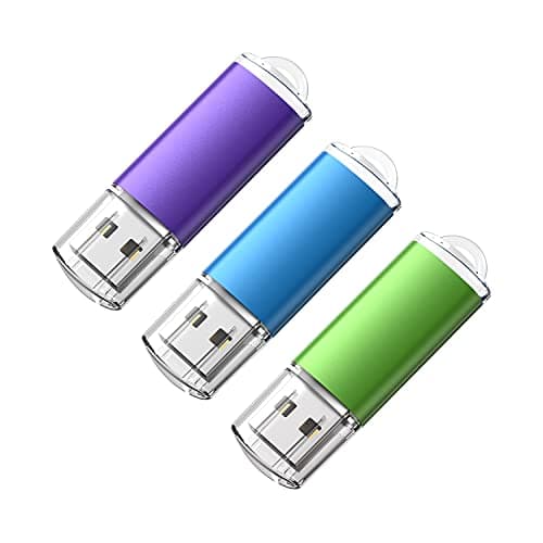 Image of KOOTION USB Flash Drives 16 GB USB 2.0 Memory Stick 3 Mix-color 16 GB Flash Drive with Cap Thumb Drive Pen Drive (3 Pack:Blue, Green, Purple)