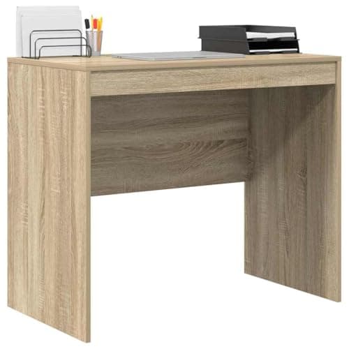 Image of vidaXL Desk Sonoma oak 90 x 50 x 76 cm Engineered wood, Living Room, Rectangular, Modern, Durable, Ample Storage, Compact Desk, Writing, Student, Functional