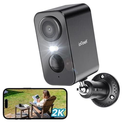 Image of ieGeek No Subscription Fee 2K Wireless Security Camera Outdoor, Rechargeable Battery CCTV Camera Systems, WiFi Home Security Camera, Motion Detection, Colorful Night Vision, Siren Light, Two-way Audio