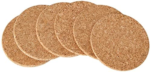 Image of apollo THE HOUSEWARES BRAND - Set of 6 x Heat Resistant Cork Round Coasters - Protects From Drips Dents Hot Mugs - Non Slip - Easy Clean - Size 10cm