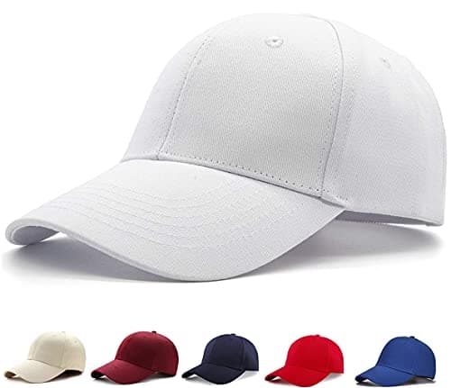 Image of Etyepoh Baseball Cap Polo Style Classic 6 Panel Adjustable Sport Solid Sun Hat Unisex (01White)
