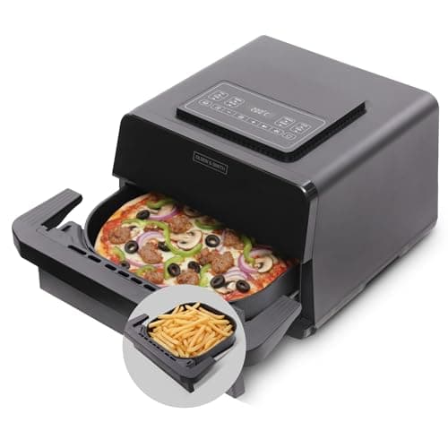 Image of Olsen & Smith 2400W 12in Pizza Air Fryer with Pizza Stone Attachment, 12” Crispy Base Pizza Oven, 6L Multi-Function Air Fryer with Presets for Fries, Steak, Fish & Baking, Includes Crisping Plate