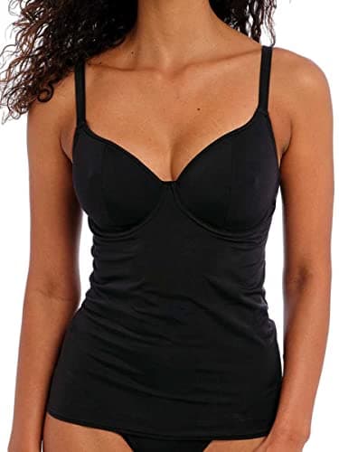 Image of Freya Womens Jewel Cove Underwire Tankini Top, Plain Black, 30F