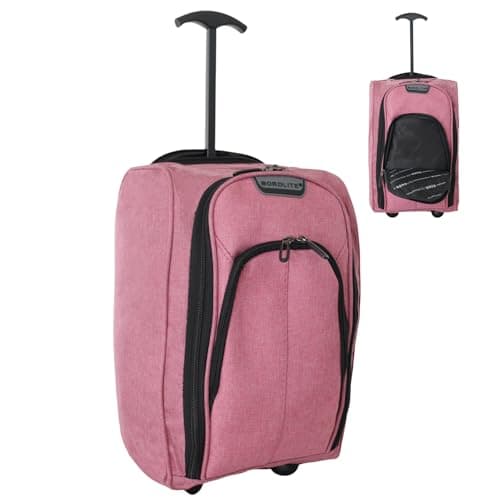 Image of Bordlite Ryanair Cabin Bag 40x25x20cm with Wheels – Underseat Rolling Trolley Suitcase – Airline Approved Lightweight Hand Luggage for Travel – Fits Ryanair, EasyJet, Jet2 – Rose