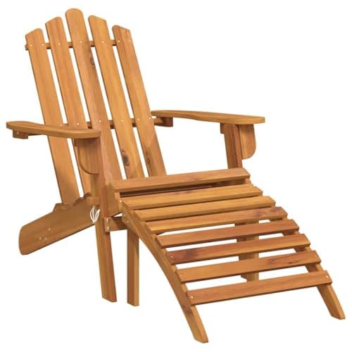 Image of vidaXL Solid Wood Acacia Garden Adirondack Chair with Footrest Patio Outdoor Lawn Terrace Balcony Wooden Armchair Seat Seating Sunlounger Furniture