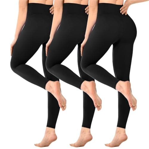 Image of SINOPHANT Pack of 3 Women's High-Waist Opaque Black Leggings for Gym, Yoga, Sports, Pack of 3 Black, L-XL