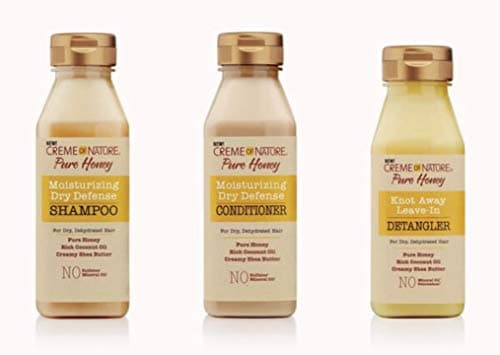 Image of Creme of Nature Moisturizing Dry Defence Pure Honey Hair Care Set of 3 - Shampoo + Conditioner + Leave-in Detangler