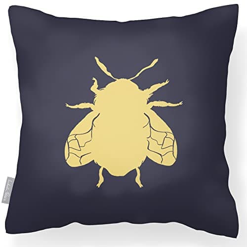 Image of Izabela Peters Waterproof Outdoor Cushion - 43 cm, Filled Garden Seat and Chair Cushions With Bee-Graphite Design for Furniture