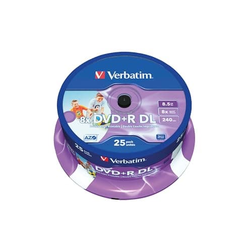 Image of Verbatim 43667 8.5GB 8x Double Layer DVD+R Inkjet 25 Pack Spindle - Printable