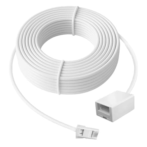 Image of Jiyeo BT Telephone Extension Cable 10M,6-Pin Straight Through BT Male to Female Phone line cable extension compatible with UK Landline Fax and Modem Home and Office White