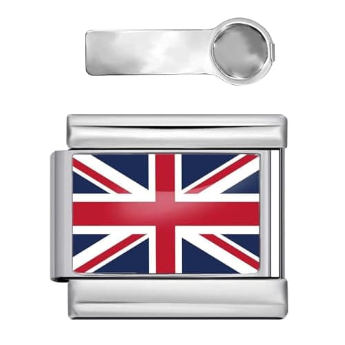 Image of Union Jack Flag Charms fits all classic 9mm Italian Style Charm with charm tool (Union Jack - Silver)