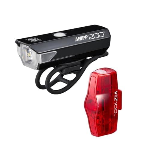 Image of CatEye AMPP 200 / VIZ 100 Bike Light Set – USB Rechargeable Front & Rear Bicycle Lights for Night Riding, Safety & Visibility