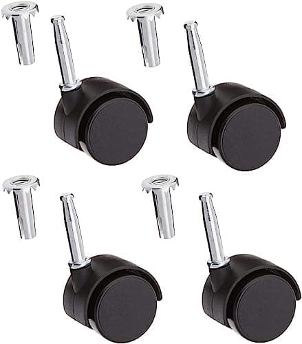 Image of Just Accessories Twin Nylon Wheel Castors, Socket Grip Neck Stem Fix, 40mm, Load Bearing 25Kg, Pack of 4