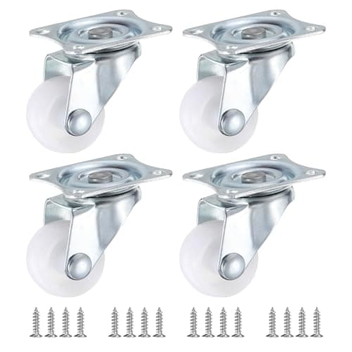 Image of PATIKIL 1.25" Plate Swivel Caster Wheels, 4 Pack Silent Fixed Plate Casters with M4 Screws Load Capacity 54Lbs for Furniture Cart Trolley Workbench, White(NO Brake)