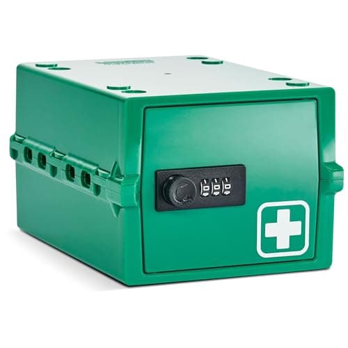 Image of Lockabox Mini™ | Small Lockable Box with Combination Lock (3L) | Compact Storage Lock Box for Small Medicines, Snacks & Mobile Phones | External Size 22.3 x 15.4 x 12 cm (Medi Green, Mini)