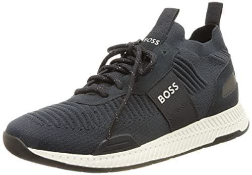 Image of BOSS Mens Runn Knit Trainers Runners Lace Up Cushioning Dark Blue 8 (42)