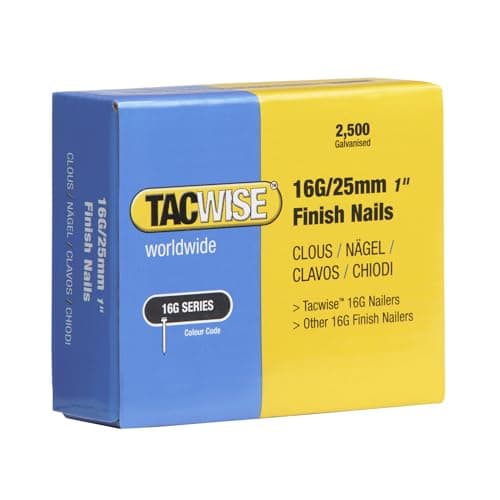 Image of Tacwise 0666 Type 16G / 25 mm Galvanised Finish Nails, Pack of 2500
