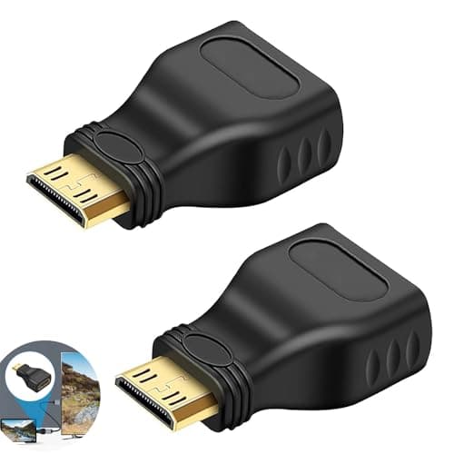 Image of JFGDVW 2 Pcs Mini Hdmi To Hdmi Adapter, Hdmi Male To Female Adapter, Mini Hdmi Adapter, For Laptop, Hdtv, Pc, Monitor, Ps, Xbox, Dvd (Black)