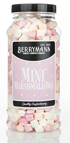 Image of Original Mini Marshmallows Mini Mallows Retro Sweets Gift Jar By Berrymans Sweet Shop - Classic Sweets, Traditional Taste.