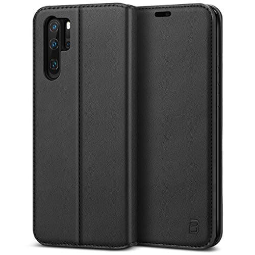 Image of BEZ Case for Huawei P30 Pro, Huawei P30 Pro Phone Case Compatible with Huawei P30 Pro, Protective PU Leather Wallet Flip Cover with a Card Holder, Kick Stand, Magnetic Closure, Black
