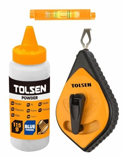 Image of Tolsen Chalk Line Reel Set - Heavy Duty, Fast Rewind, Builders Chalk String Kit - 30m (100ft) Line