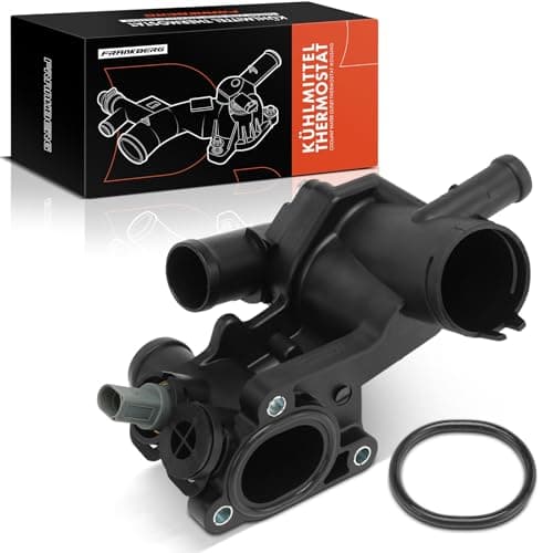 Image of Frankberg Engine Coolant thermostat Housing 87°C Compatible with Golf V/VI Golf Plus Polo (Van) Octavi.a II Ibiza III/IV Fabia I/II Cadd.y III Roomste.r Replace# 032121111CG, 032121111BM
