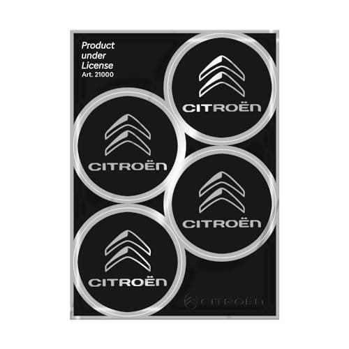 Image of Citroen Official Wheel Cover Stickers 4 Logos 48 mm, Black