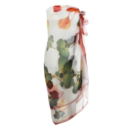 Image of Makroyl Womens Sexy Bohemian Floral Beach Cover Up Sarong Wrap Swimsuit Beachwear (Beige)