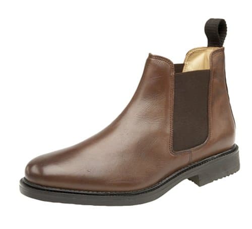 Image of Mens Roamers Leather Chelsea Boots Cushioned leather lining (13 UK, Brown)