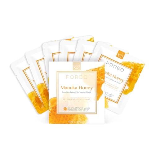 Image of FOREO Manuka Honey UFO Activated Facial Mask for Dull and Fatigued Skin, 6 pack, Anti-Aging, Soothing, Manuka Honey & Allantoin, Cruelty-Free, Clean Formula, Compatible with all UFO devices