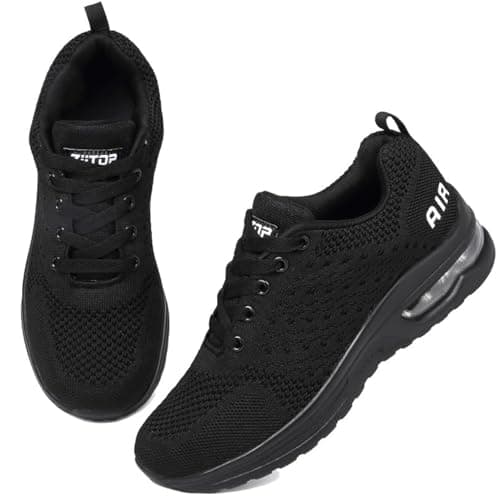 Image of Running Shoes Womens Trainers Walking Shoes Air Cushion Athletic Sneakers Ladies Breathable Mesh Sport Shoes Lightweight Non Slip Tennis Shoes Workout Casual Gym Jogging Shoes Black
