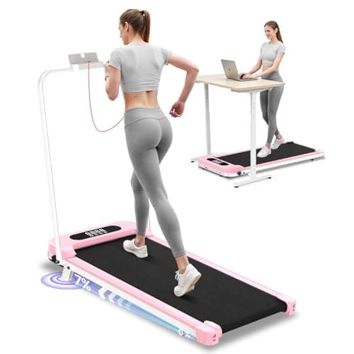 Image of HomeFitnessCode Walking Pad treadmill 7% Incline Foldable with Handle Bar, 8KM/H Folding Running Machine Portable for Home Office, Compact Mini for Small Spaces, Safety Lock, Remote Control