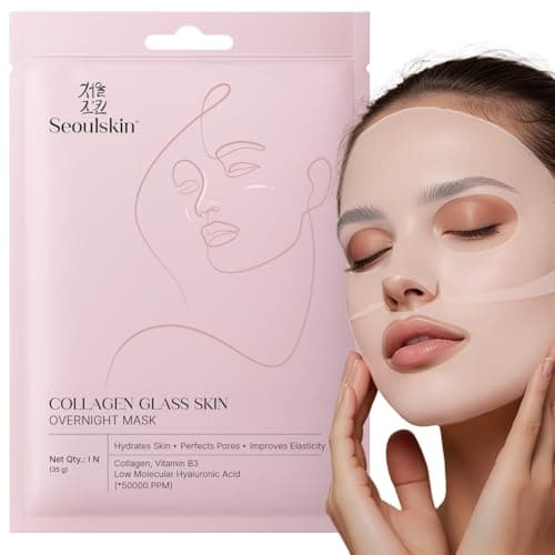 Image of SeoulSkin Glass Skin Overnight Mask - Korean Collagen Face Mask with Low Molecular Collagen & Hyaluronic Acid, Pore Perfecting & Hydrating, Paraben-Free, For All Skin Types (1N)