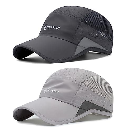 Image of AYPOW 2 Packs Quick Dry Mens Baseball Cap,Sports Lightweight Running Caps Hat,Breathable Folding Mesh Adjustable Sun Hats, Summer UV Protection Outdoor Hats For Hiking Walking Climbing Fishing