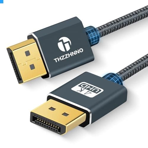 Image of Thzzhnno 4K DisplayPort Cable 2M, DisplayPort Male 1.2 Cable, DP Cable Gold Plated High Speed 4K@60Hz, 2K@165Hz, 2K@144Hz, for Laptop, PC, Gaming Monitor, TV