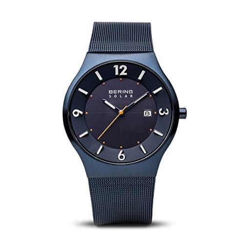 Image of BERING Men Analog Solar Collection Watch with stainless steel Strap and Sapphire Crystal 14440-393, Blue, 40