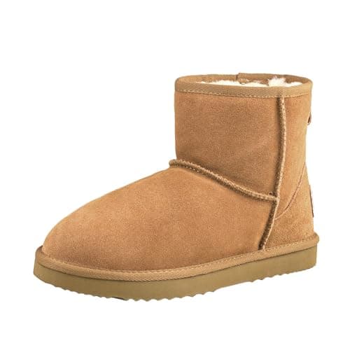 Image of Shenduo Women's Ankle Snow Boots Classic Leather Winter Boots 4UK DA5854 Chestnut 37EU