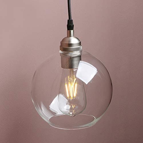 Image of Yosoan Nordic Industrial Glass Ball Pendant Lights, Kitchen Dining Room Pendant Light Ceiling, Decorative Lighting, E27 Base (Brushed)
