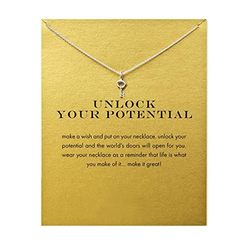 Image of ZYAWP Layered Compass Pendant Necklace with Brave Inspirational Message Card Necklaces Friendship Sun Good Luck Adventure Mountain Pendant Chain Necklace for Women Girl Gift (key s)