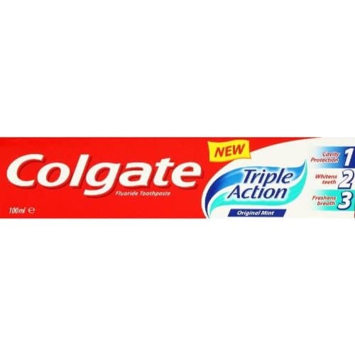 Image of Colgate Triple Action Fluoride Toothpaste Original Mint 100Ml - Pack Of 3